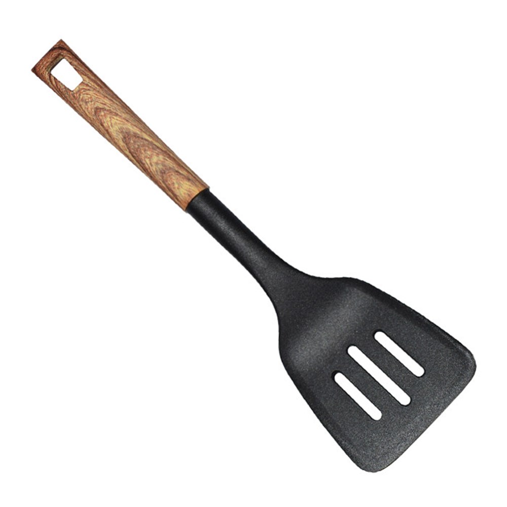 Espátula Calada Nylon mango Madera Loekemeyer, código 935E