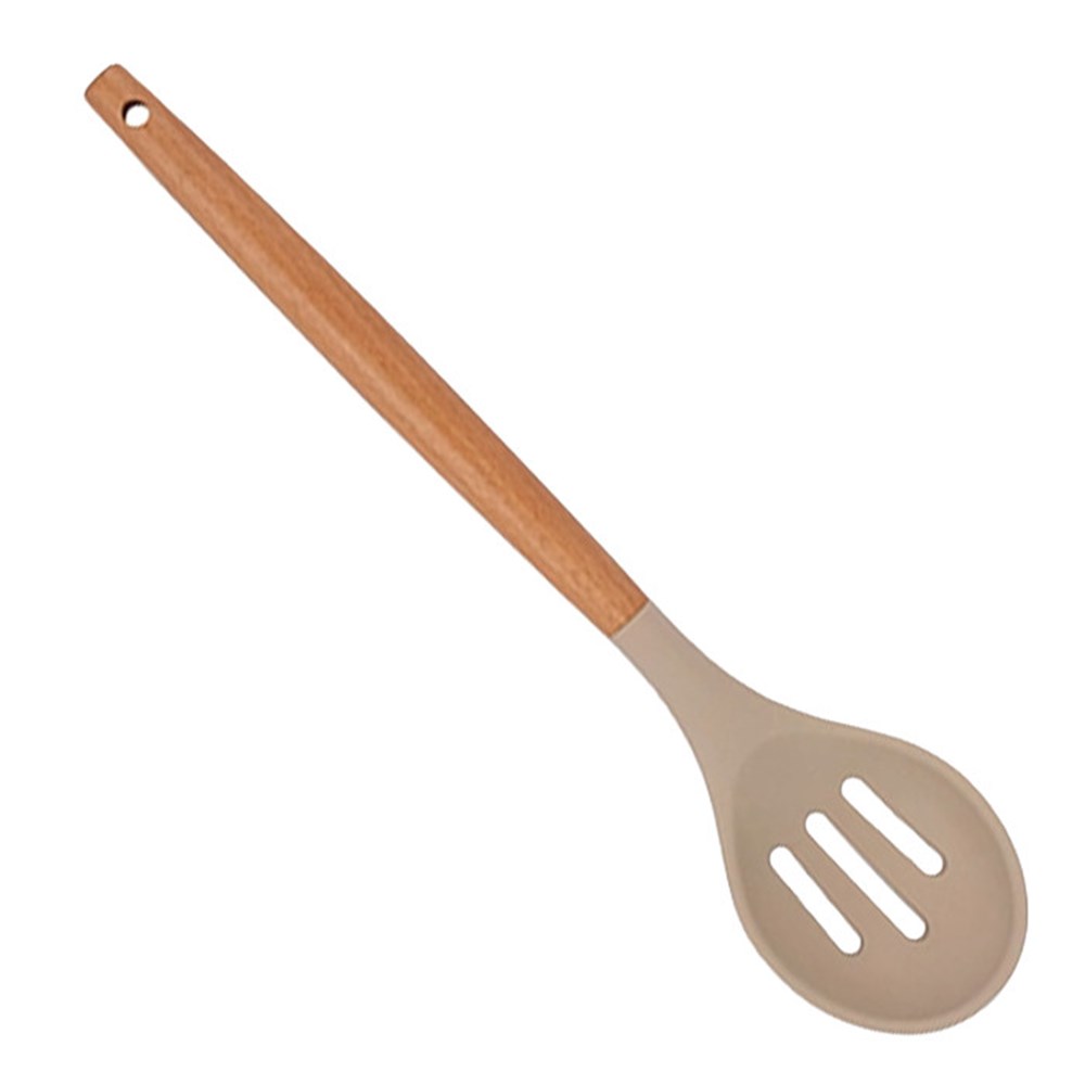 Cuchara Calada Silicona mango Bambú Loekemeyer, código 956E